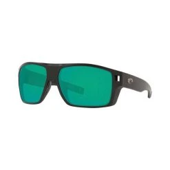 Sunnies Costa Diego Men's Sunglasses Black With Green Lens