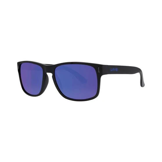 Liive Vision Sunnies Liive X Wolf Men's Mirror Polarised Sunglasses Matt Black With Blue Lens